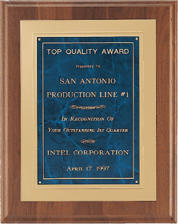 Sapphire Plaque with Gold Embossed Frame  