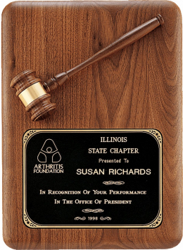 American Walnut Gavel Plaque