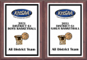 xxxKHSAA Basketball Color District/Regional All Tournament/MVP Plaques
